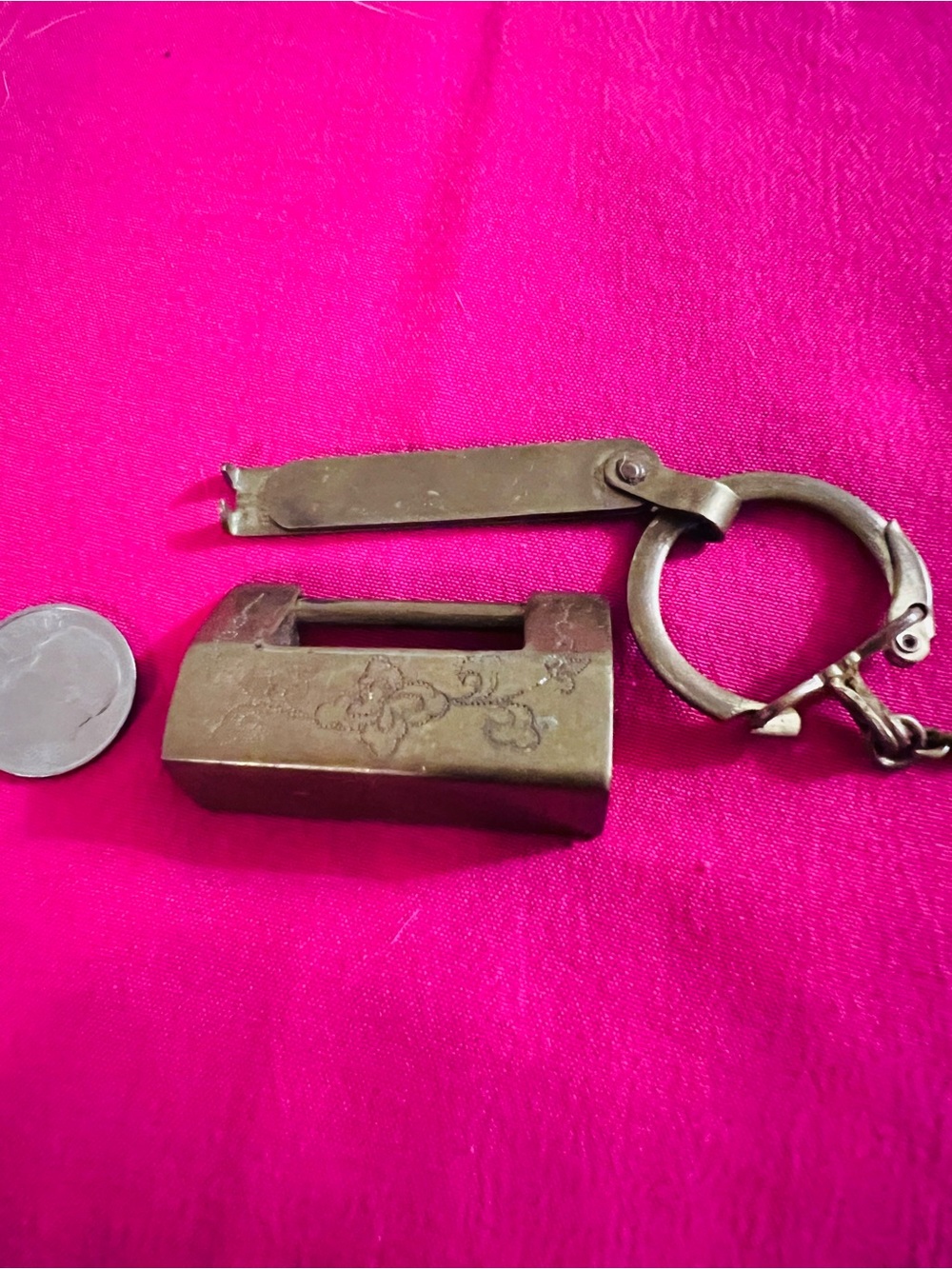 Antique-Style Brass Keychain Lock Charm in Brass